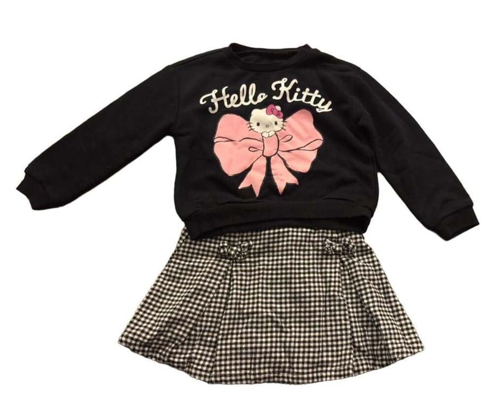 Hello Kitty Outfit Set Size 4T Black Sweatshirt Skirt